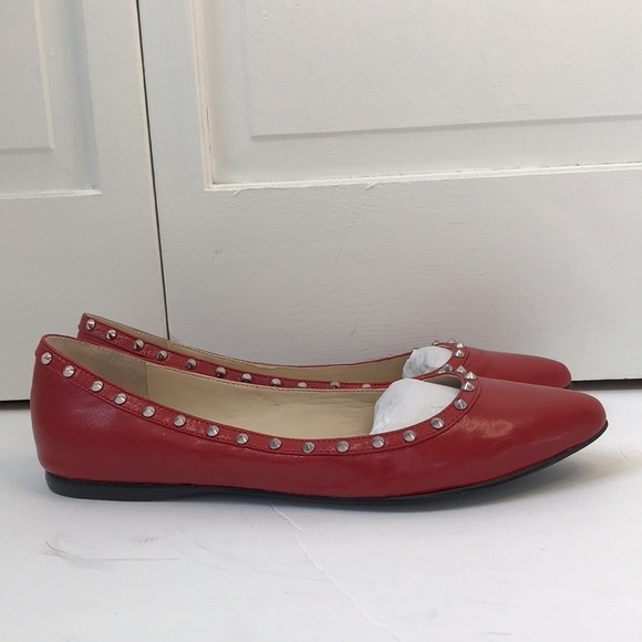 Price firm NINE WEST Red Raffi Studded Flats Size 9M - Picture 4 of 6